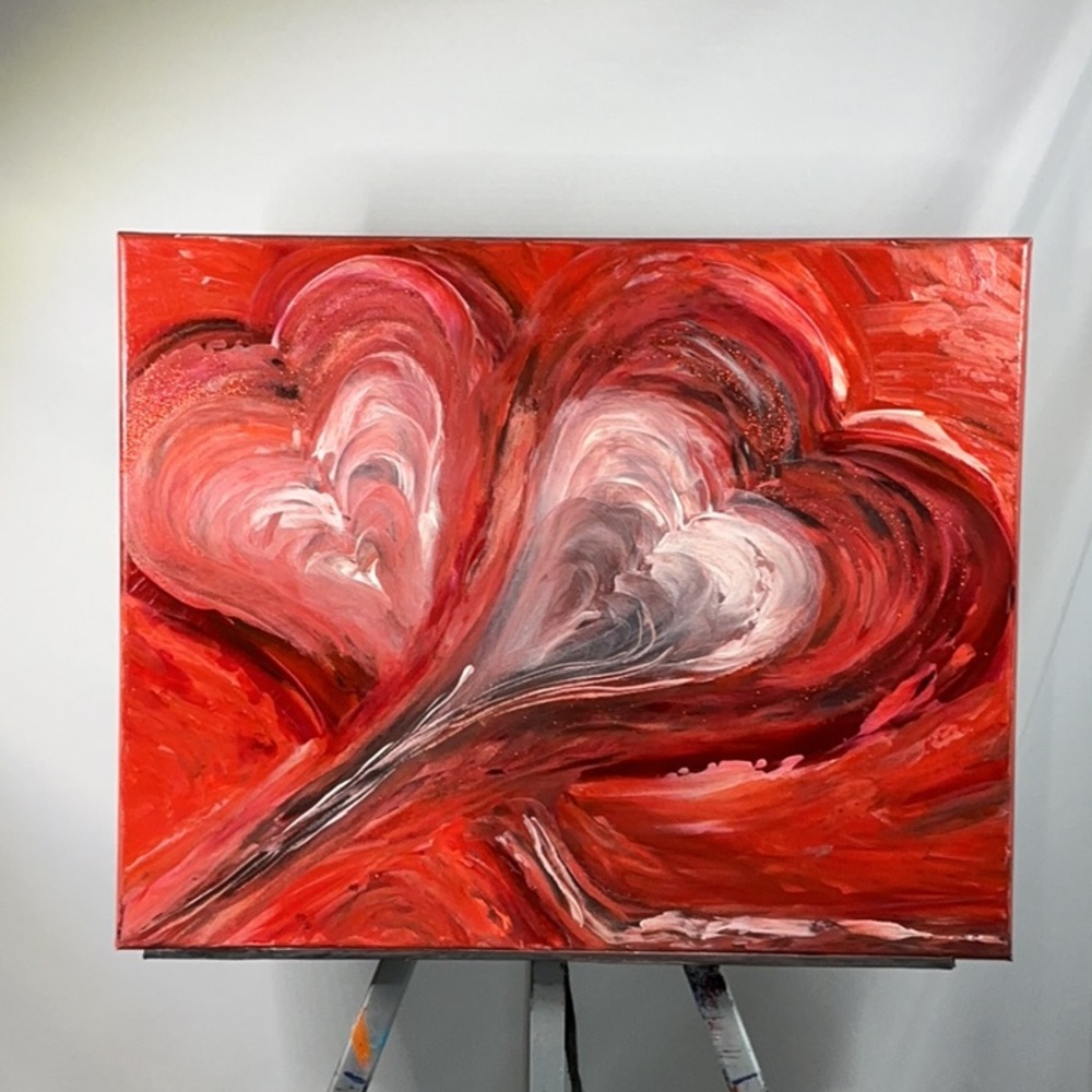 Romantic Hearts Painting Original Artwork Medium Wall Decor - Picture 5 of 16